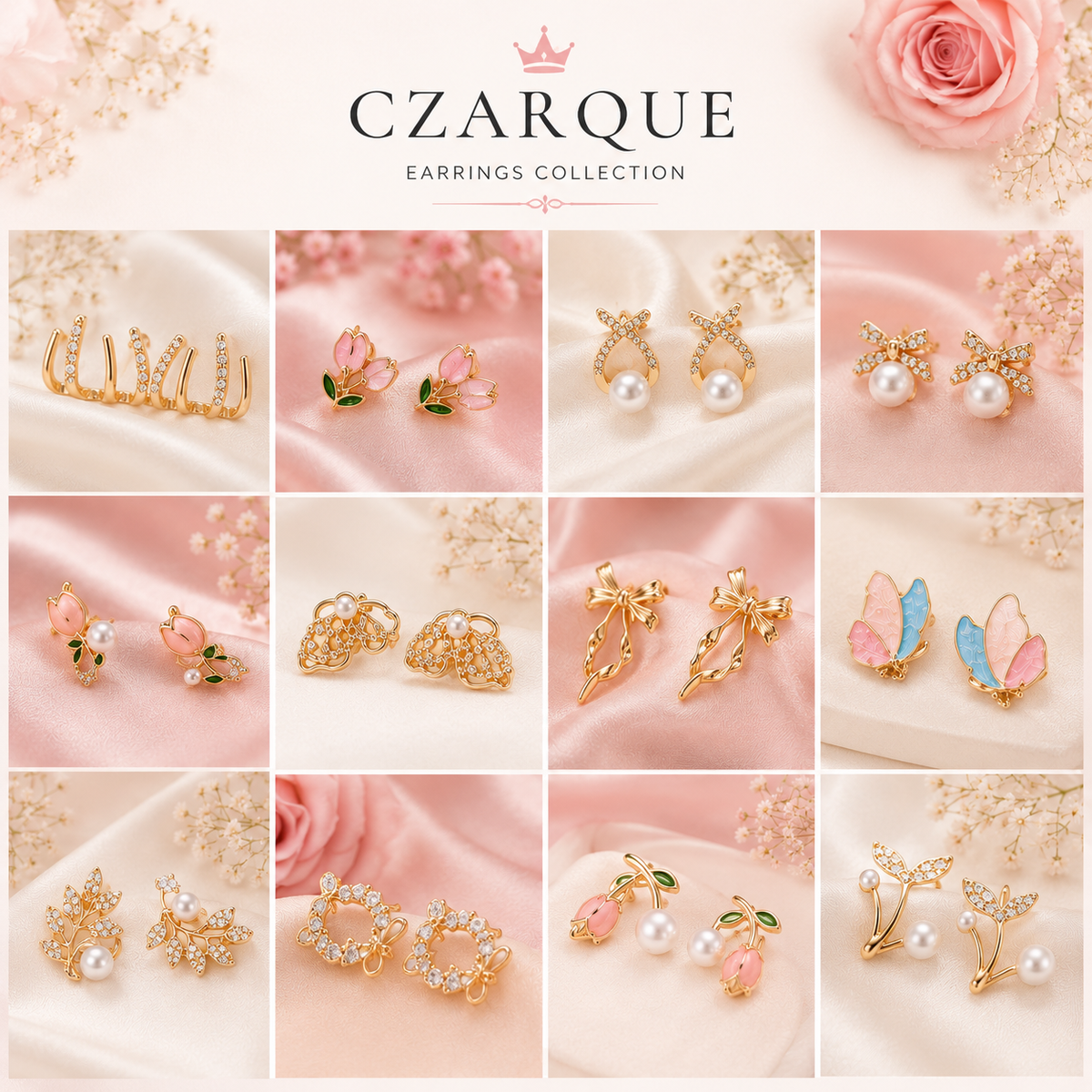 CZARQUE Royal Heritage Jhumka Collection – 12 Pairs